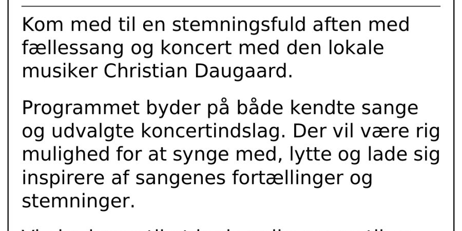 FÆLLESSANG & KONCERT I ØSTERNYKIRKE 